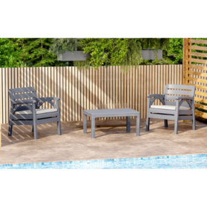 Set Meuble de jardin santana 2 places plastique anthracite