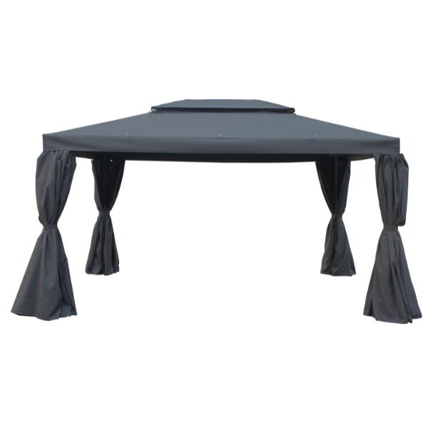 Tonnelle de jardin Rome 3 x 4 m en aluminium gris foncé tissu imperméable