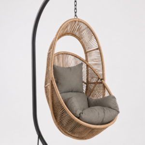 Chaise oeuf cocoon en cord coussin gris 108x85x69cm