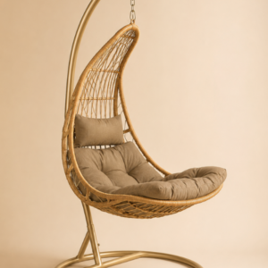 Chaise oeuf moon beige +coussin taupe 122x78x144cm