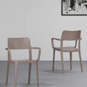 Chaise motif cappuccino en plastique 57 X 49 X 79 cm