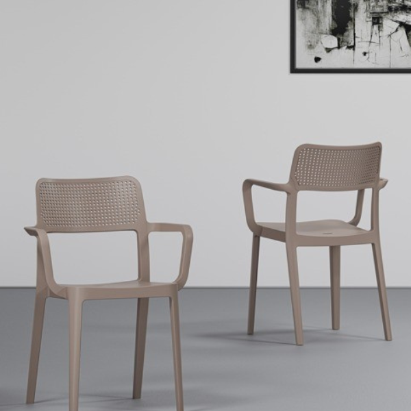 Chaise motif cappuccino en plastique 57 X 49 X 79 cm
