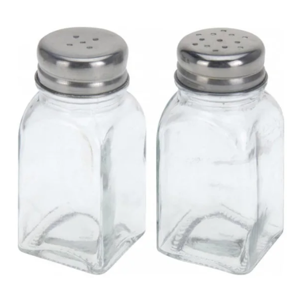 Salière et poivrière en verre
