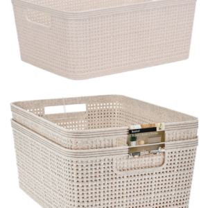 Panier de rangement beige 2piéces 24,5x19x10cm