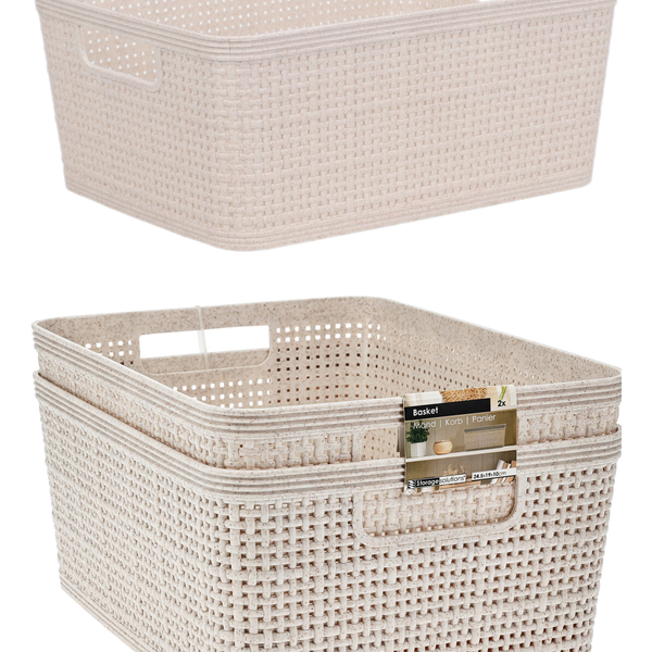 Panier de rangement beige 2piéces 24,5x19x10cm