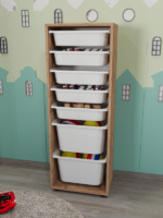 Meuble de rangement 7 paniers en pin