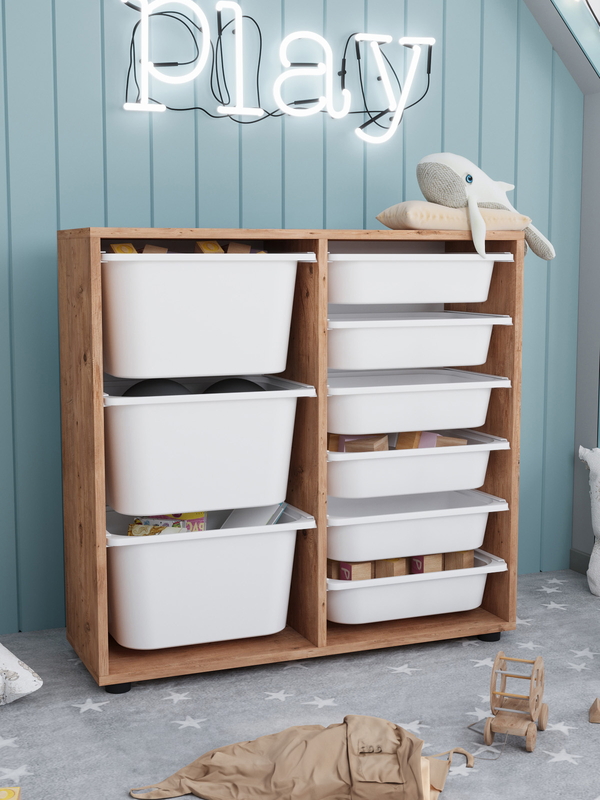 984658 Meuble de rangement 9 paniers en pin – Image 1
