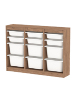 Meuble de rangement 12 paniers en pin
