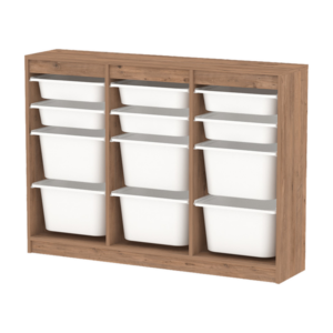 Meuble de rangement 12 paniers en pin