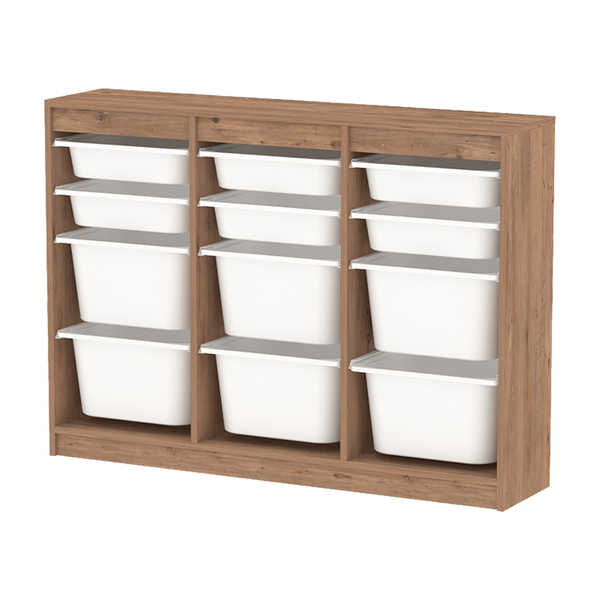 Meuble de rangement 12 paniers en pin