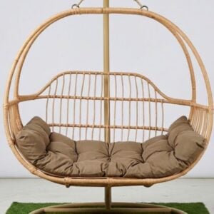 Chaise oeuf sunset beige+coussin taupe 114x122x63cm