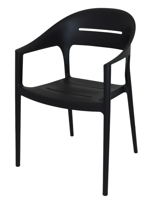 Fauteuil de jardin en polypropylène noir – 53,5 x 56 x 83 cm