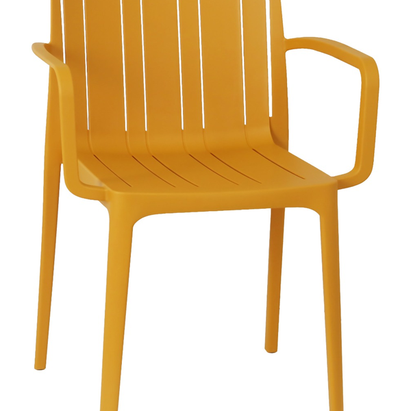 Fauteuil de jardin en polypropylène jaune moutarde – 52 x 57,5 x 80 cm