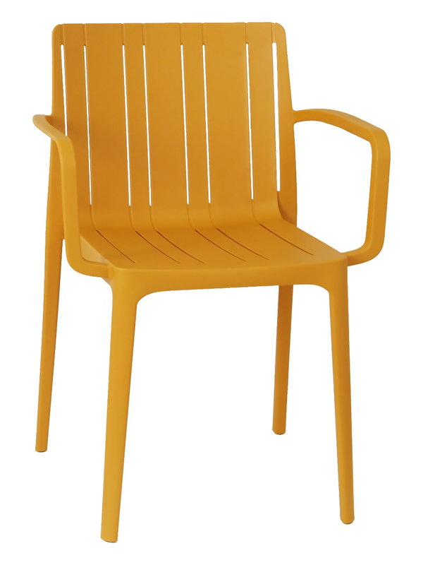 Fauteuil de jardin en polypropylène jaune moutarde – 52 x 57,5 x 80 cm