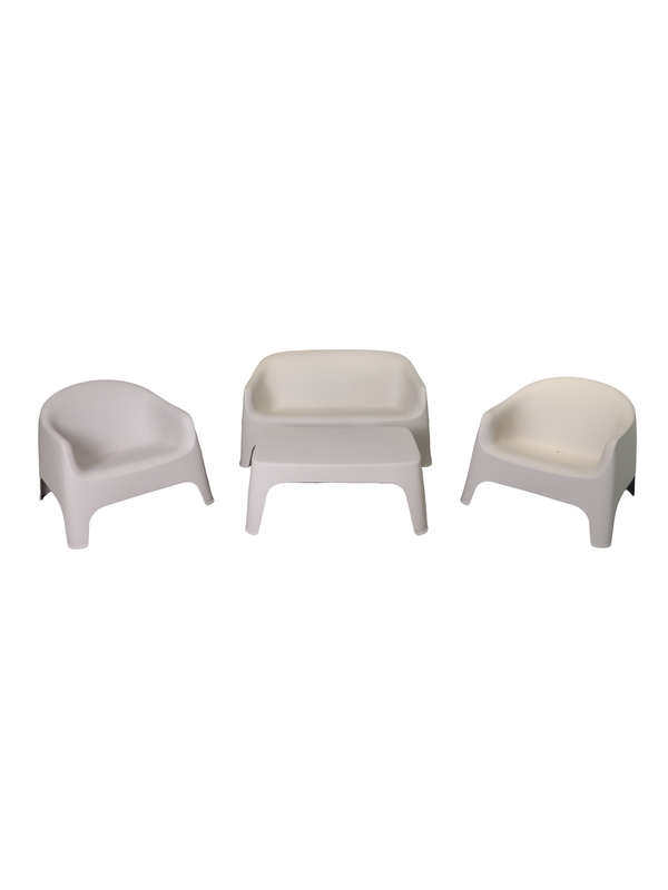 986760 Salon de jardin 4 places+table en polypropylène beige – Image 1