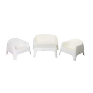 Salon de jardin 4 places+table en polypropylène blanc
