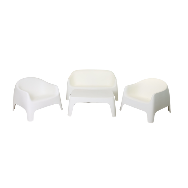 Salon de jardin 4 places+table en polypropylène blanc