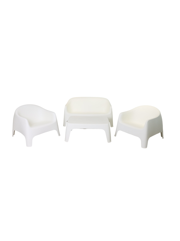 986761 Salon de jardin 4 places+table en polypropylène blanc – Image 1