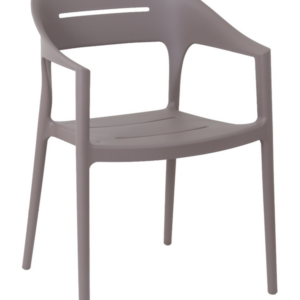 Fauteuil de jardin en polypropylène taupe – 52 x 57,5 x 80 cm