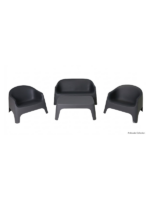 Salon de jardin 4 places+table en polypropylène anthracite