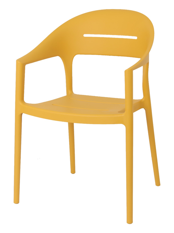 986766 Fauteuil de jardin en polypropylène jaune moutarde – 53,5 x 56 x 83 cm – Image 1