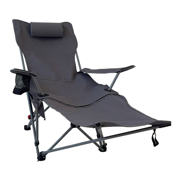 Chaise camping acier 600d avec reposepieds gris