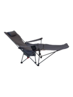 Chaise camping acier 600d avec repose-pieds gris – Image 2