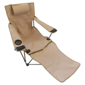 Chaise de camping en acier 600d avec repose-pieds taupe