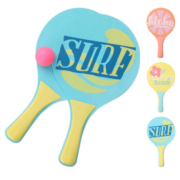 Raquettes de plage + balle 3 coloris assortis