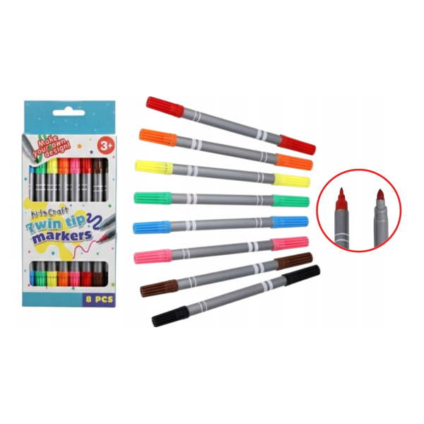 Lot de 8 feutres double pointe