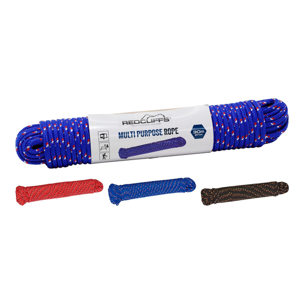 Corde de 30 m diamètre 7 mm 3 coloris assortis