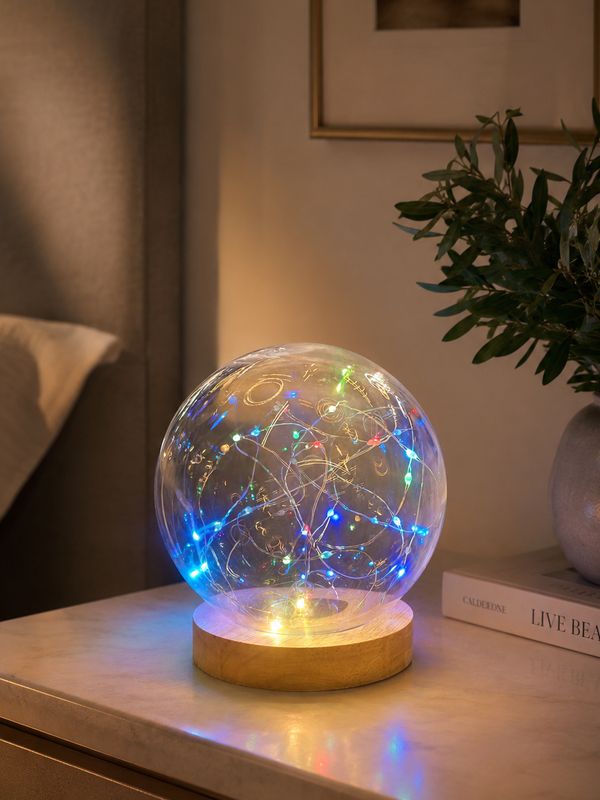 975005 Lampe à poser ANGELINA LED RGB en verre et bois 140 x 170 mm – Image 1