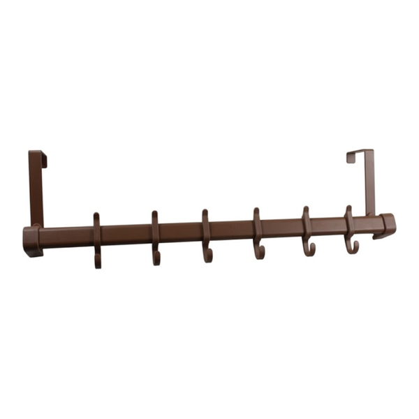 Patère pour porte à 6 crochets marron