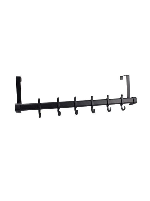 Patère pour porte à 6 crochets noir