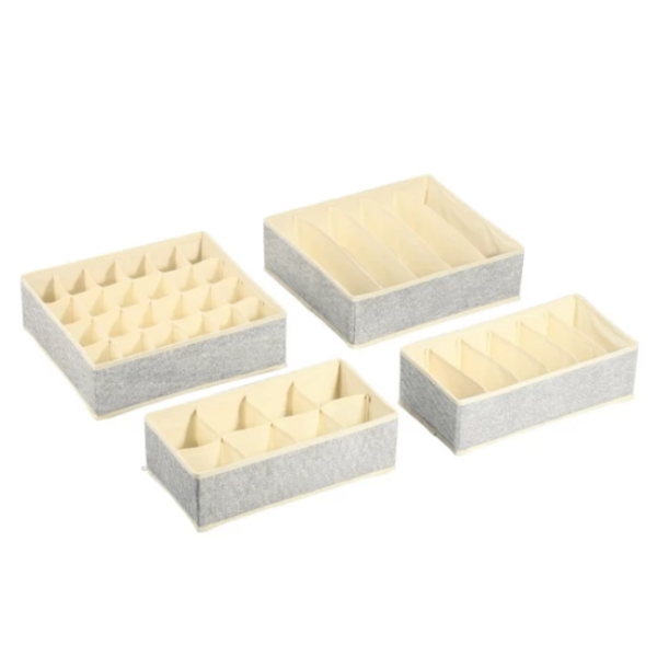 Set de 4 paniers de rangement gris