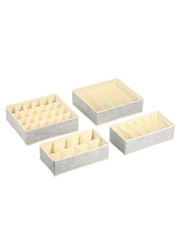 Set de 4 paniers de rangement gris