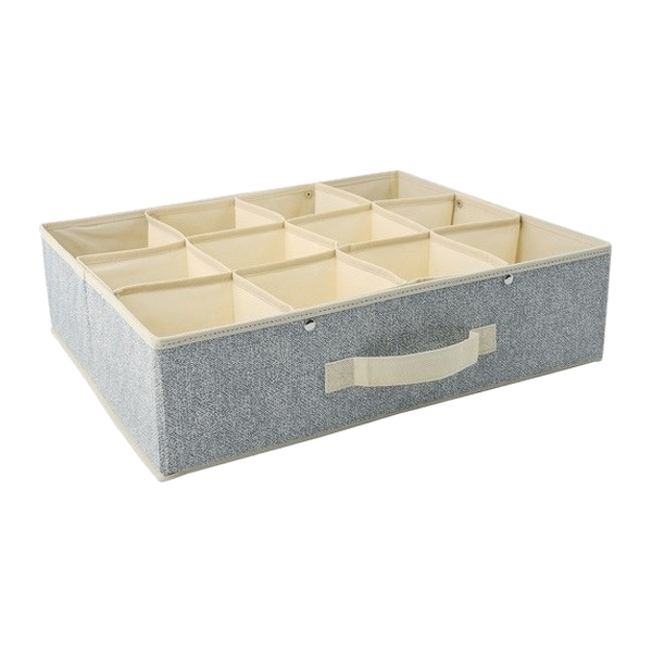 Panier de rangement 12 compartiments 45x36x12cm gris