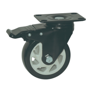 Roue à frein en polypropylène noir 50 × 24 mm