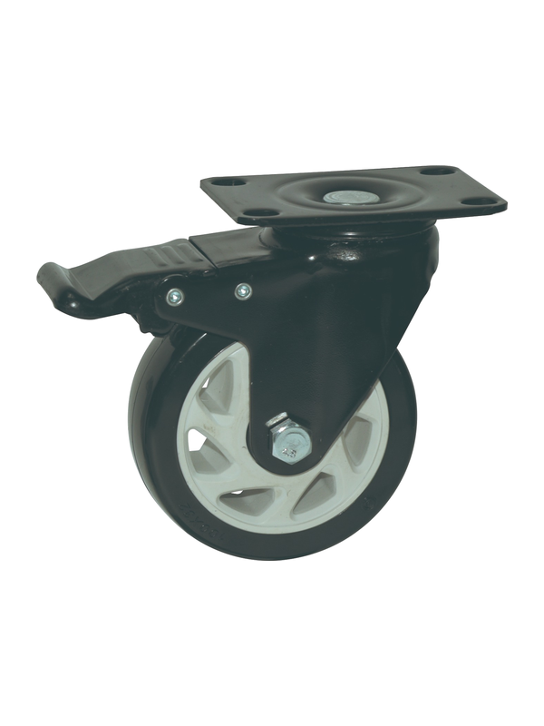 Roue à frein en polypropylène noir 50 × 24 mm