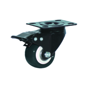 Roue à frein en polypropylène noir 75x31 mm