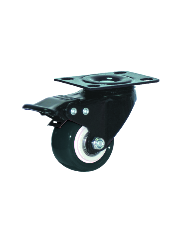 Roue à frein en polypropylène noir 75x31 mm