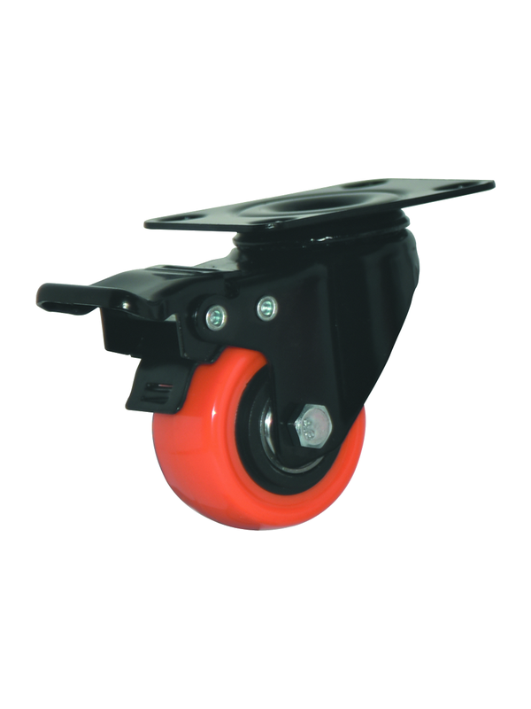 Roue à frein en polypropylène orange 42x21 mm