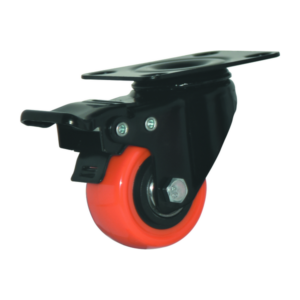 Roue à frein en polypropylène orange 50x24 mm