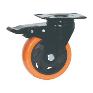 Roue à frein en polypropylène orange 100x31 mm