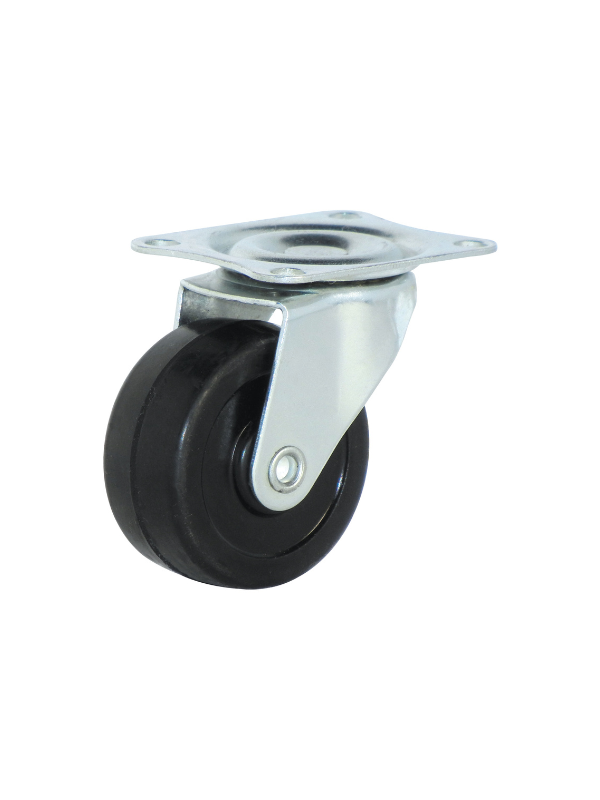 Roue pivotante caoutchouc noir 40x17 mm