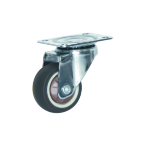 Roue pivotante caoutchouc thermoplastique chrome 38x16 mm