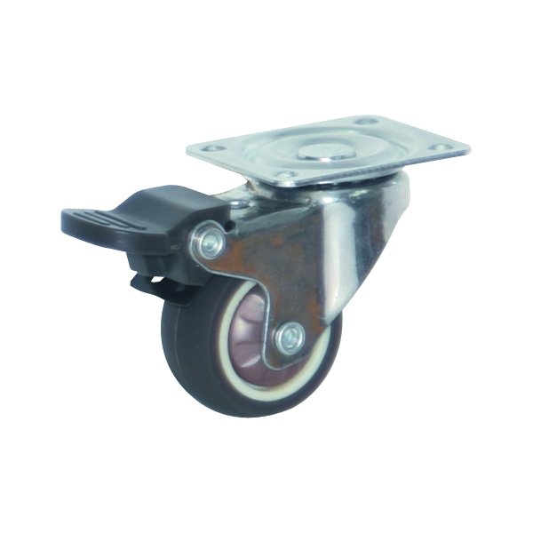 Roue à frein caoutchouc thermoplastique chrome 38x16 mm
