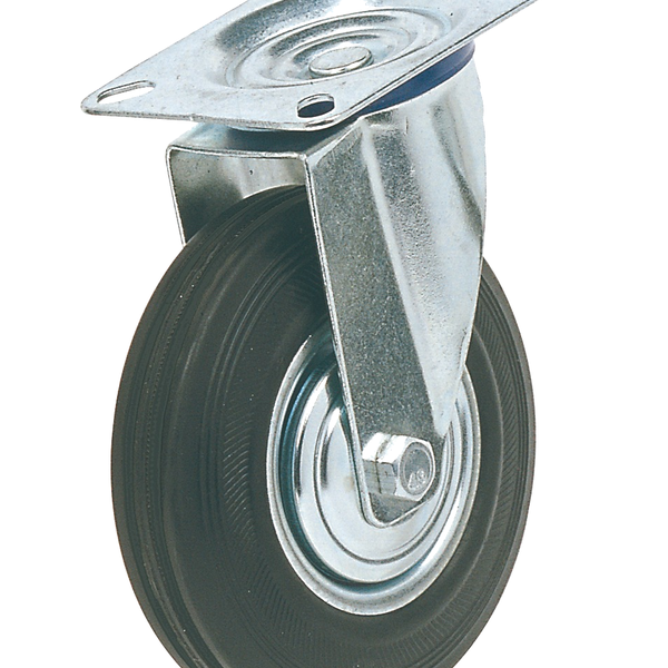 Roue pivotante industrielle legere caoutchouc 100x26 mm