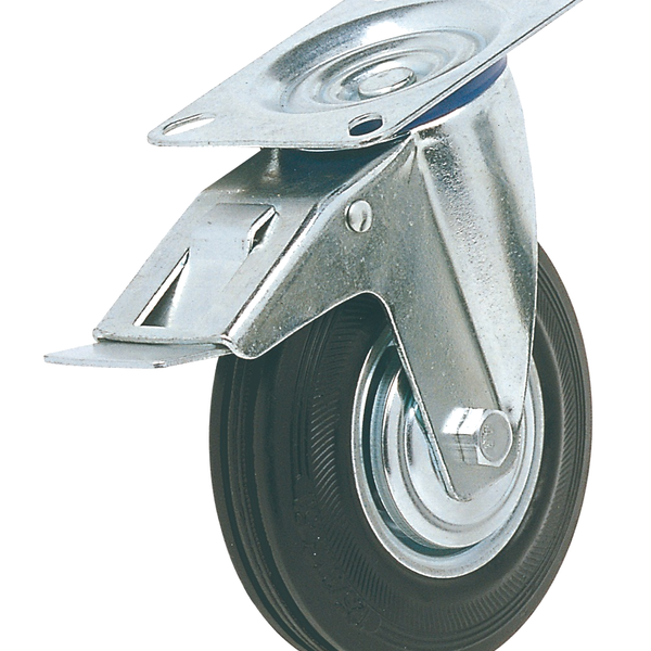 Roue à frein industrielle légère en caoutchouc 150x39 mm