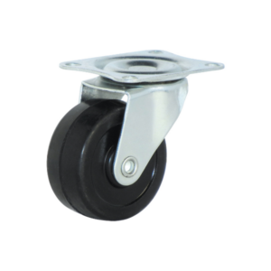 Roue pivotante caoutchouc noir 50x22 mm